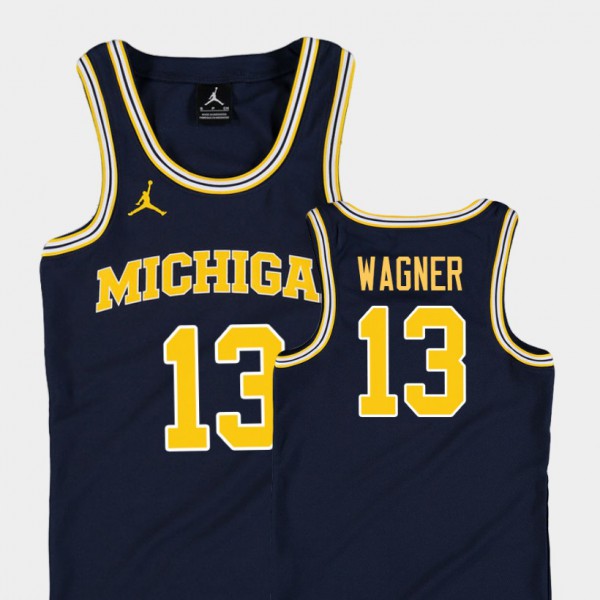 Michigan #13 Youth Moritz Wagner Jersey Navy Stitch College Basketball Jordan Replica